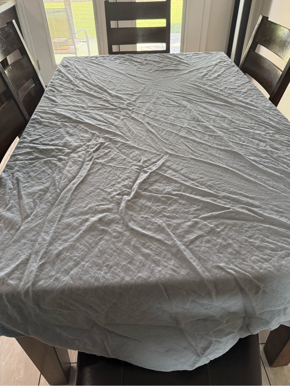 Garnet Hill Full/Double 100 Flax Linen Blue Fitted And Flat Sheet - Picture 9 of 9